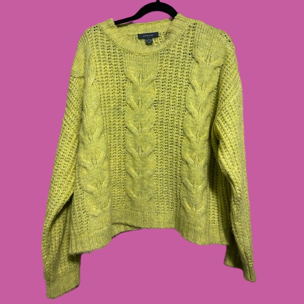 Yellow Cropped Boxy Sweater
